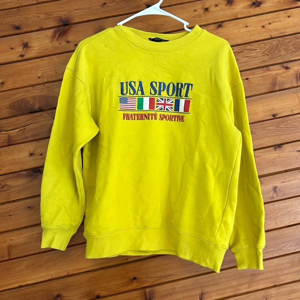 Retro sailing crew neck yellow sport sweater pullover